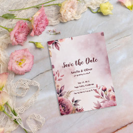 Romantic Floral Botanical Wedding Save the Date Aankondigingskaart