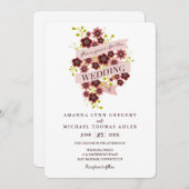 Romantic Floral Bouquet Banner Weddenschap Kaart (Voorkant / Achterkant)