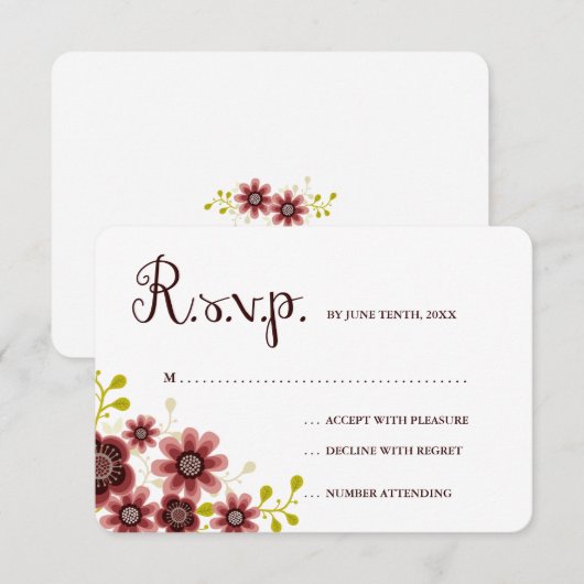 Romantic Floral Bouquet Banner Wedding RSVP (Voorkant / Achterkant)