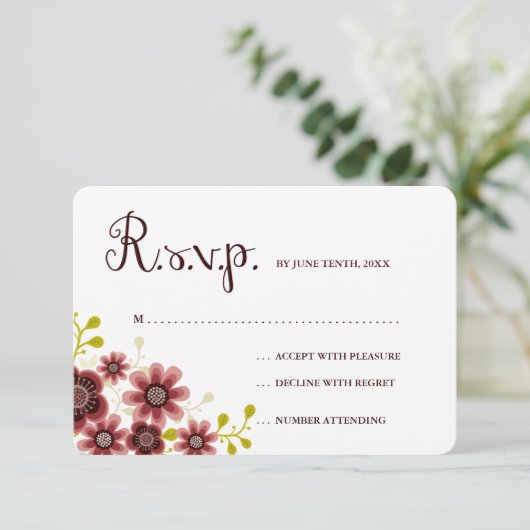 Romantic Floral Bouquet Banner Wedding RSVP (Staand voorkant)