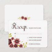 Romantic Floral Bouquet Banner Wedding RSVP Kaartje (Voorkant / Achterkant)