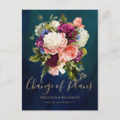 Romantic Floral Bouquet Emerald Green Gold Wedding Aankondigingskaart (Voorkant)