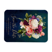 Romantic Floral Bouquet Emerald Green Gold Wedding Magneet (Horizontaal)