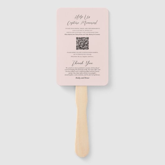 Romantic Floral Bouquet Pink Wedding Program Fan Handwaaier (Achterkant)