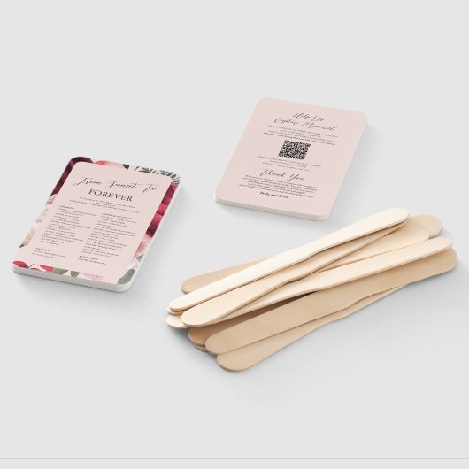 Romantic Floral Bouquet Pink Wedding Program Fan Handwaaier (Niet-gemonteerd)