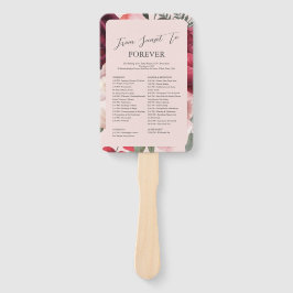 Romantic Floral Bouquet Pink Wedding Program Fan Handwaaier