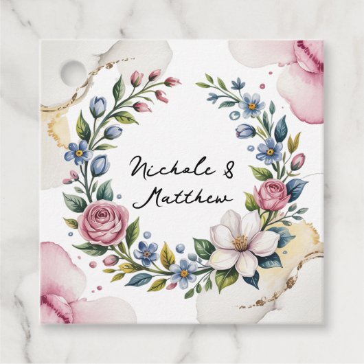 Romantic Floral Bouquet Wedding Bedankjes Labels (Voorkant)