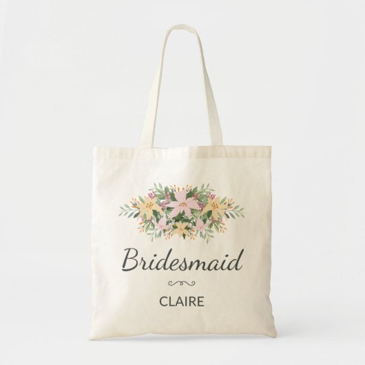 Romantic floral bouquet wedding bridesmaid tote bag (Voorkant)