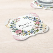 Romantic Floral Bouquet Wedding Kartonnen Onderzetters (Gekanteld)