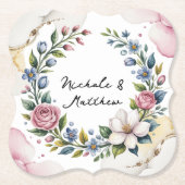 Romantic Floral Bouquet Wedding Kartonnen Onderzetters (Voorkant)