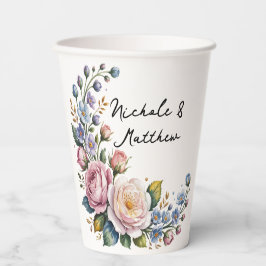 Romantic Floral Bouquet Wedding Papieren Bekers