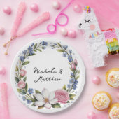 Romantic Floral Bouquet Wedding Papieren Bordje (Feest)
