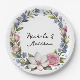 Romantic Floral Bouquet Wedding Papieren Bordje