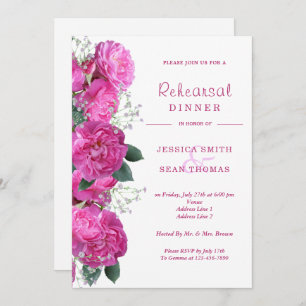Romantic Floral Bouquet Wedding Rehearsal Dinner Kaart