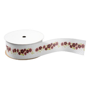 Romantic Floral Bouquet Wedding Ribbon Grosgrain Lint