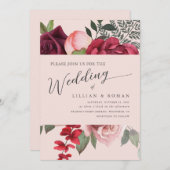 Romantic Floral Bridal Bouquet Pink Wedding Kaart (Voorkant / Achterkant)