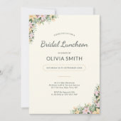 Romantic Floral Bridal Luncheon Invitation Kaart (Voorkant)