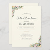 Romantic Floral Bridal Luncheon Invitation Kaart (Voorkant / Achterkant)