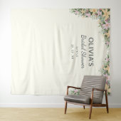 Romantic Floral Bridal Shower Backdrop Wandkleed (In Situ (horizontaal))