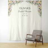 Romantic Floral Bridal Shower Backdrop Wandkleed (In situ)