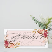 Romantic Floral Burgundy Elegant Gift Vouchers (Staand voorkant)