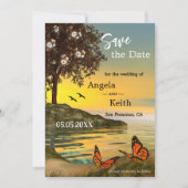 Romantic Floral Butterfly Save the Date Kaart (Voorkant)
