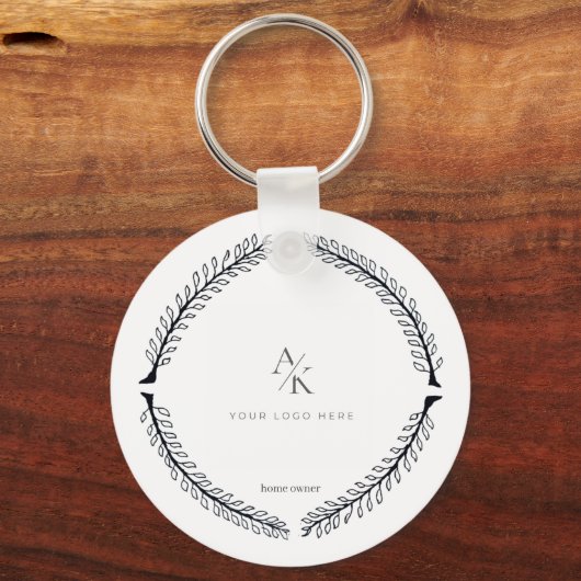 Romantic Floral Circle Save the Date Sleutelhanger (Voorkant)