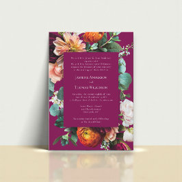 Romantic Floral Cluster Wedding Invitation Kaart