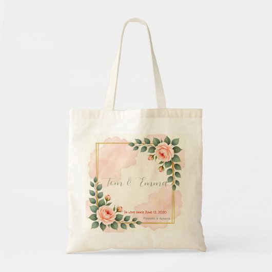 Romantic Floral Couple -Watercolor Wedding Gift Tote Bag (Voorkant)