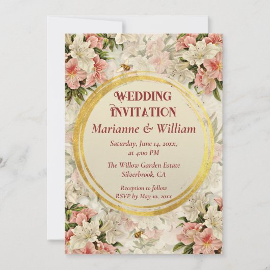 Romantic Floral Customizable wedding invitation (Voorkant)