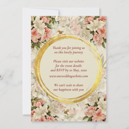 Romantic Floral Customizable wedding invitation (Achterkant)