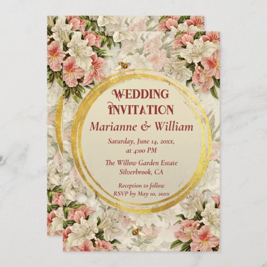 Romantic Floral Customizable wedding invitation (Voorkant / Achterkant)