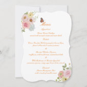 Romantic Floral Die Cut Wedding Menu Card Kaart (Voorkant)