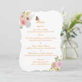 Romantic Floral Die Cut Wedding Menu Card Kaart (Staand voorkant)