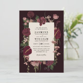 Romantic Floral Elegant Modern QR Code Wedding Kaart (Staand voorkant)
