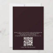 Romantic Floral Elegant Modern QR Code Wedding Kaart (Achterkant)