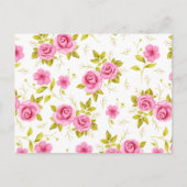 Romantic Floral Flowers Rozen Roze Witte Patroon Briefkaart (Voorkant)