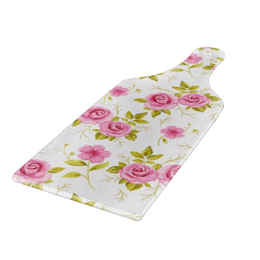 Romantic Floral Flowers Rozen Roze Witte Patroon Snijplank (Hoek)