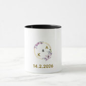 Romantic Floral Frame Couple Mug with Initials & W Mok (Midden)