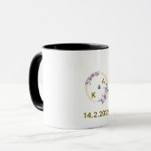 Romantic Floral Frame Couple Mug with Initials & W Mok (Voorkant links)