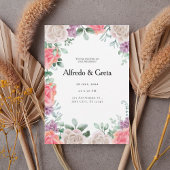 Romantic Floral Frame Wedding Invitation Kaart