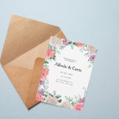 Romantic Floral Frame Wedding Invitation Kaart