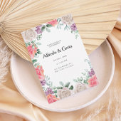 Romantic Floral Frame Wedding Invitation Kaart