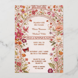 Romantic floral garden folie uitnodiging