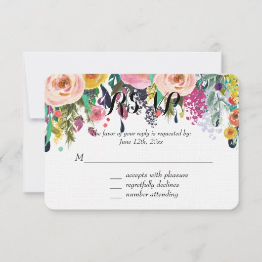 Romantic Floral Garden Waterverf RSVP (Voorkant)