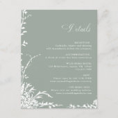 Romantic Floral Garden Wedding Details Sage Green Informatiekaartje (Voorkant)