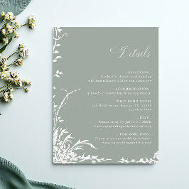 Romantic Floral Garden Wedding Details Sage Green Informatiekaartje