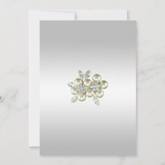 Romantic Floral Gem, Silver & Black Birthday Save The Date (Achterkant)