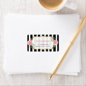 Romantic Floral Gold Glitter Black White Stripes Etiket (Insitu)