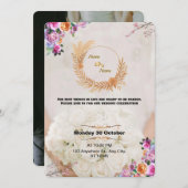 Romantic Floral Gold Wedding Invitation Kaart (Voorkant / Achterkant)